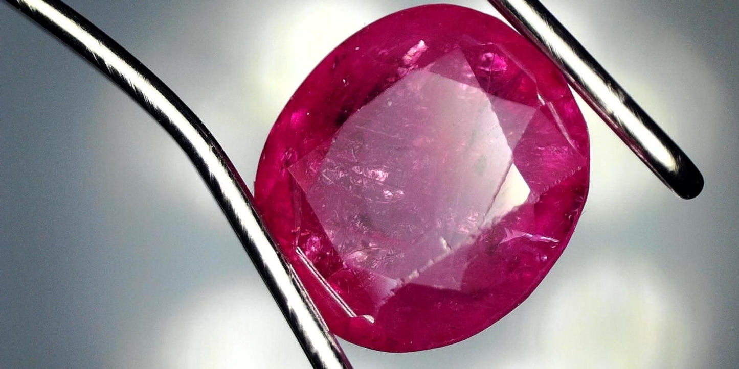 Beautiful GIA-Certified 1.58ct CushionTransparent Natural Heated (Minor Residues) Purple-Red Ruby: GIA Report #2205533262