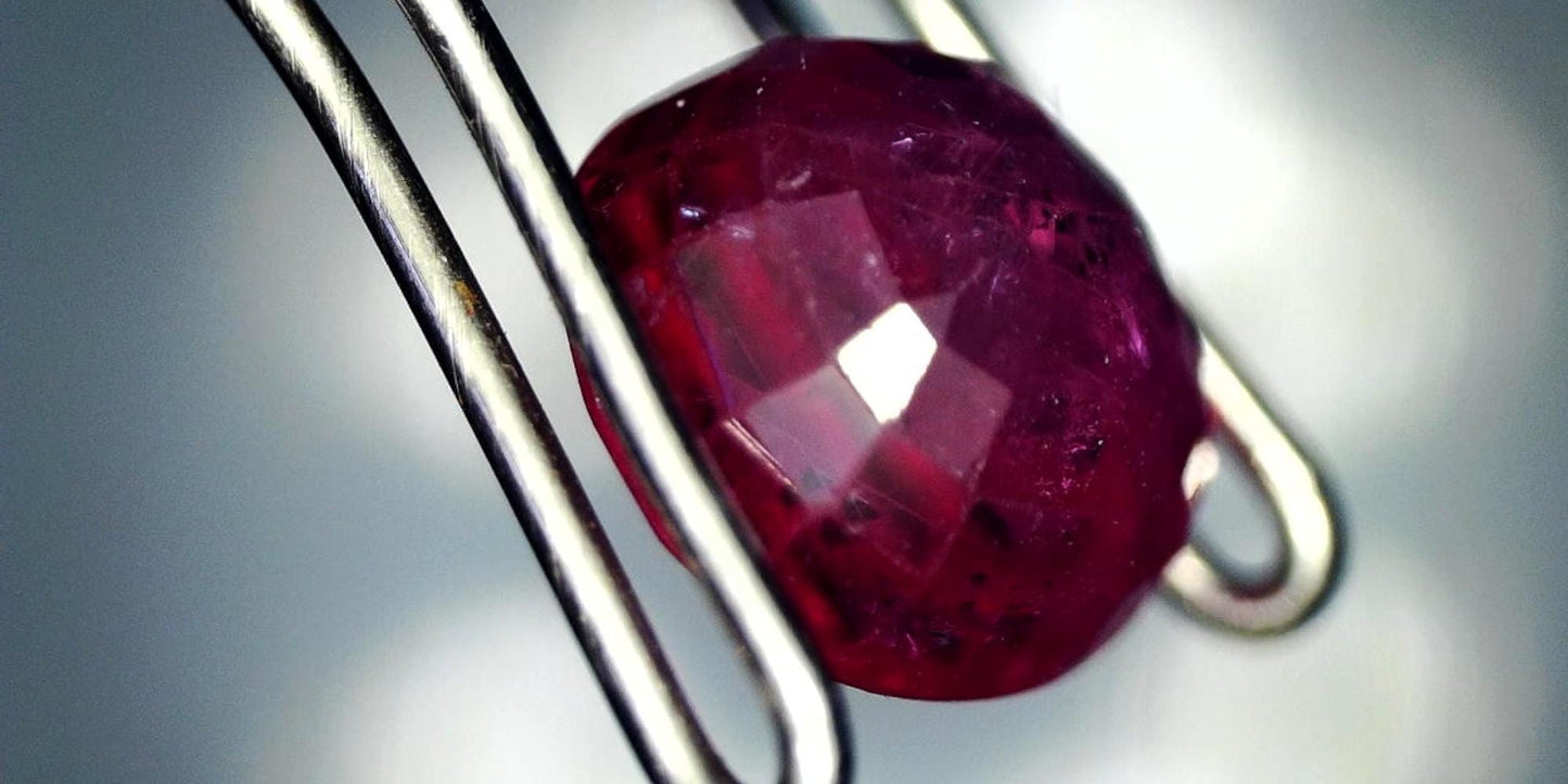 Beautiful GIA-Certified 1.58ct CushionTransparent Natural Heated (Minor Residues) Purple-Red Ruby: GIA Report #2205533262