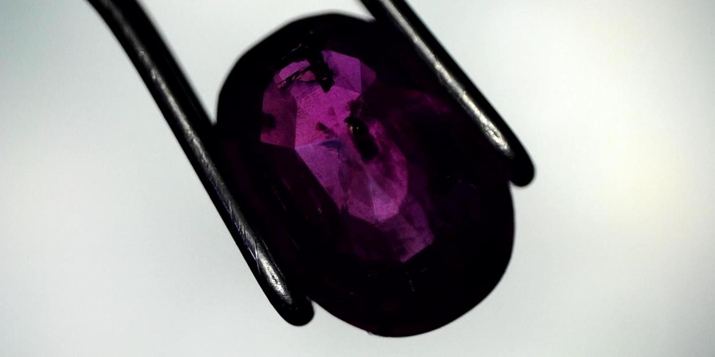 Lovely GIA-Certified 1.08ct Oval Transparent Natural Heated (Minor Residues) Purple-Red Ruby: GIA Report #5202534779