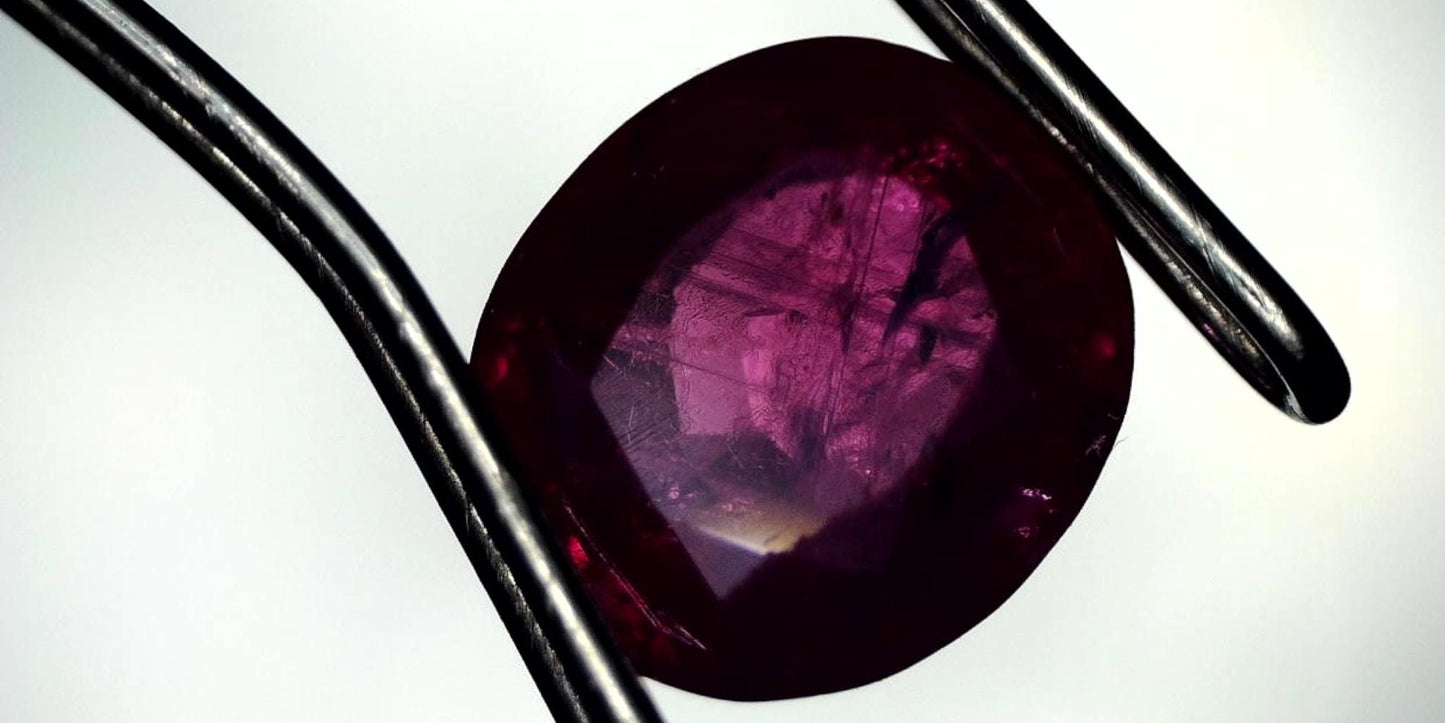 Beautiful GIA-Certified 1.58ct CushionTransparent Natural Heated (Minor Residues) Purple-Red Ruby: GIA Report #2205533262