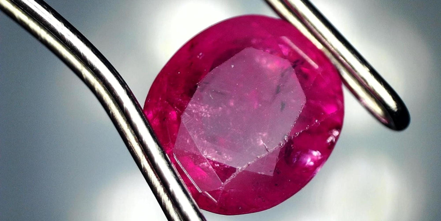 Beautiful GIA-Certified 1.58ct CushionTransparent Natural Heated (Minor Residues) Purple-Red Ruby: GIA Report #2205533262