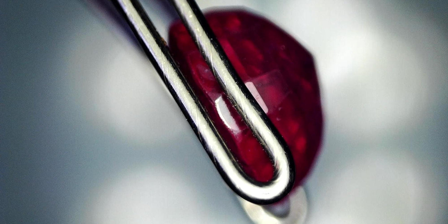 Beautiful GIA-Certified 1.58ct CushionTransparent Natural Heated (Minor Residues) Purple-Red Ruby: GIA Report #2205533262