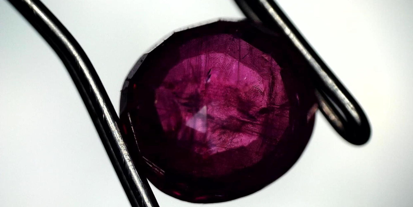 Beautiful GIA-Certified 1.58ct CushionTransparent Natural Heated (Minor Residues) Purple-Red Ruby: GIA Report #2205533262