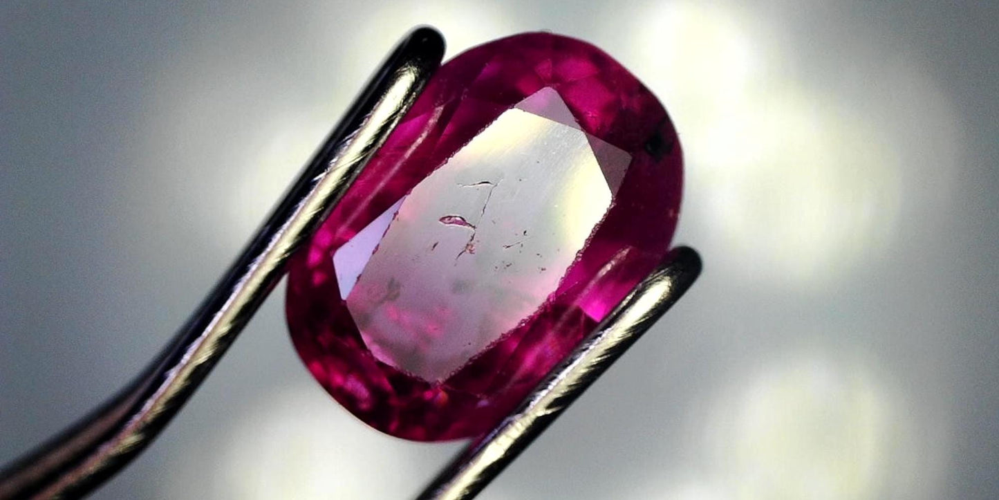 Lovely GIA-Certified 1.08ct Oval Transparent Natural Heated (Minor Residues) Purple-Red Ruby: GIA Report #5202534779