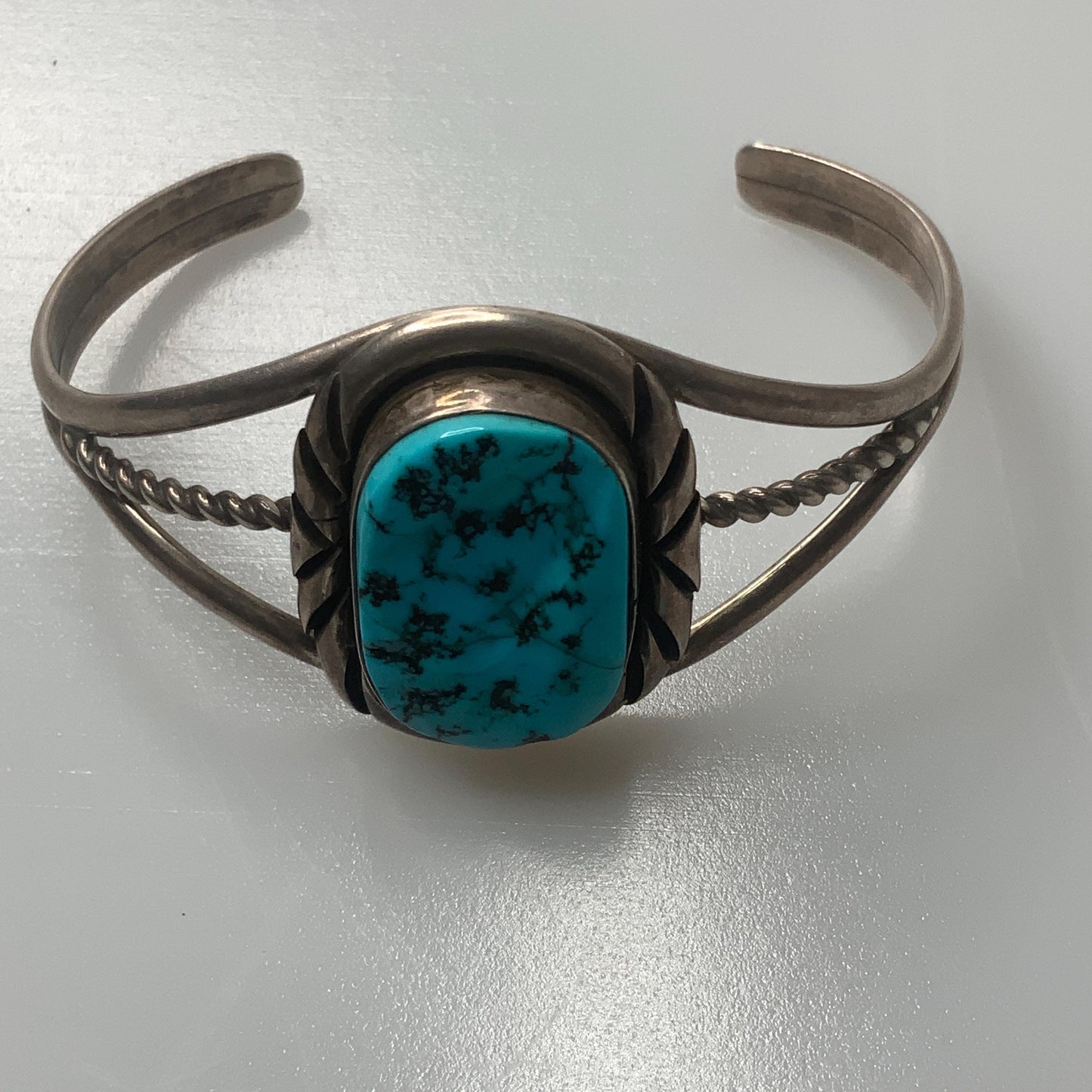 Turqoise Sterling Silver Cuff Bracelet signed DT