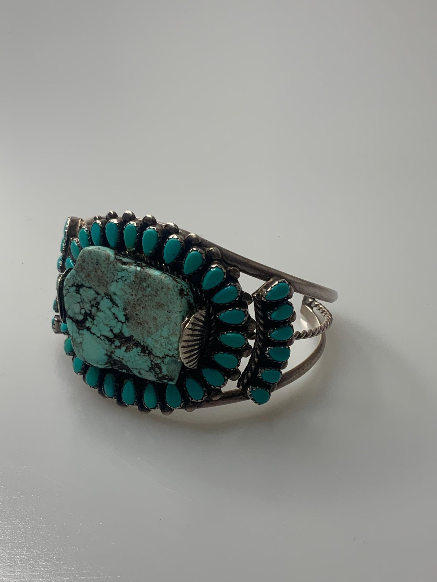 Turqoise Sterling Silver Cuff Bracelet signed AJB