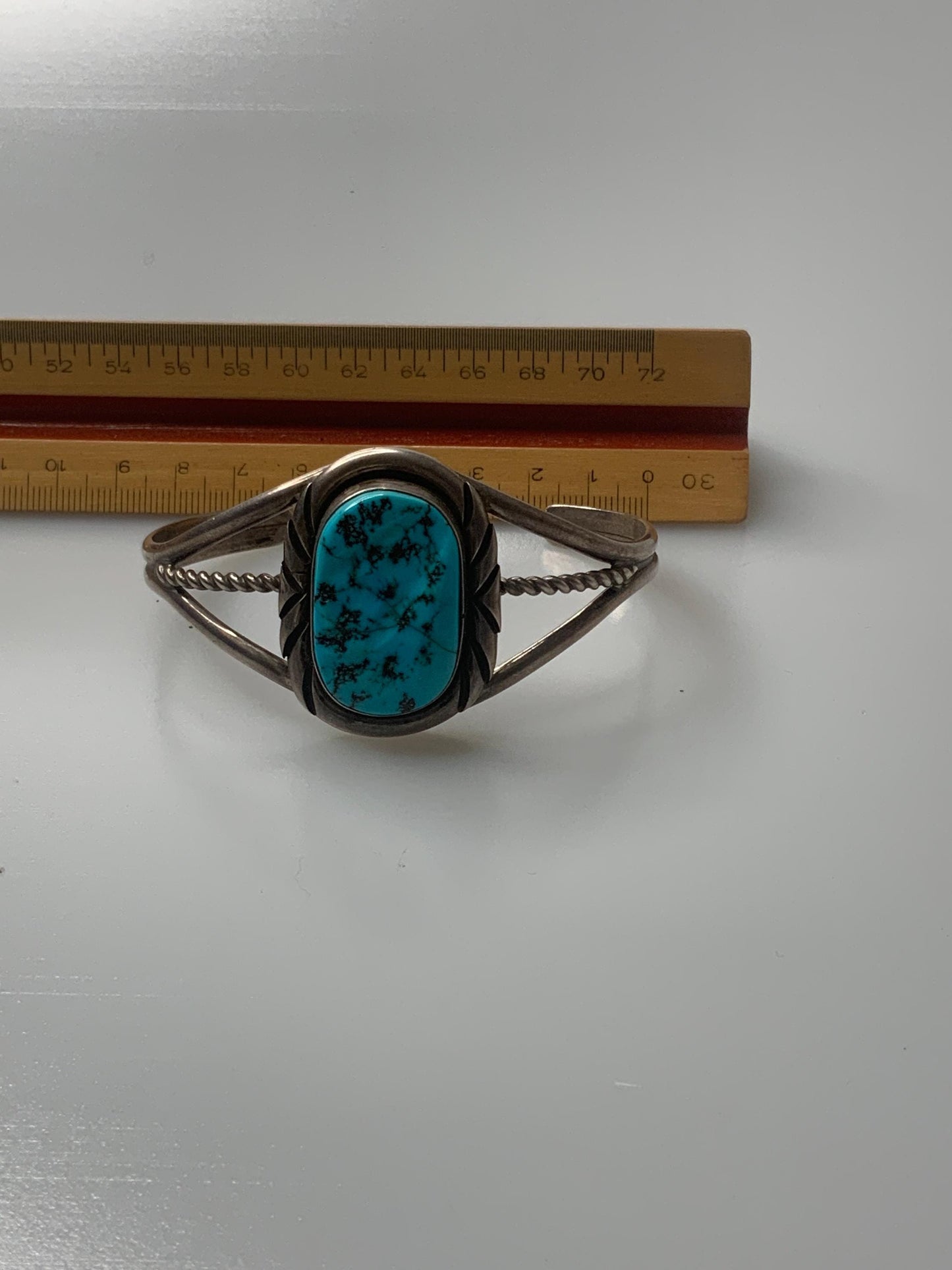 Turqoise Sterling Silver Cuff Bracelet signed DT