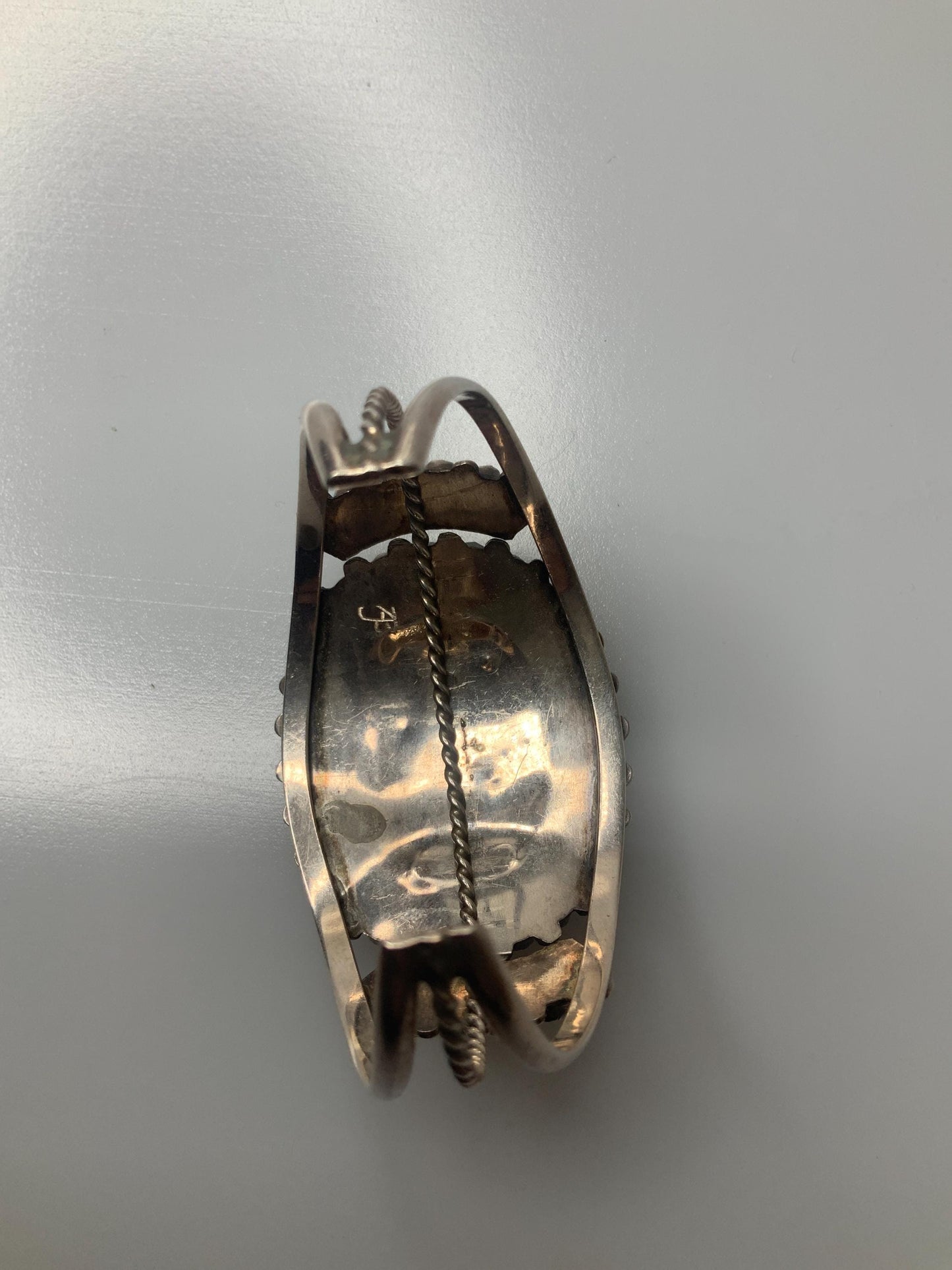 Turqoise Sterling Silver Cuff Bracelet signed AJB