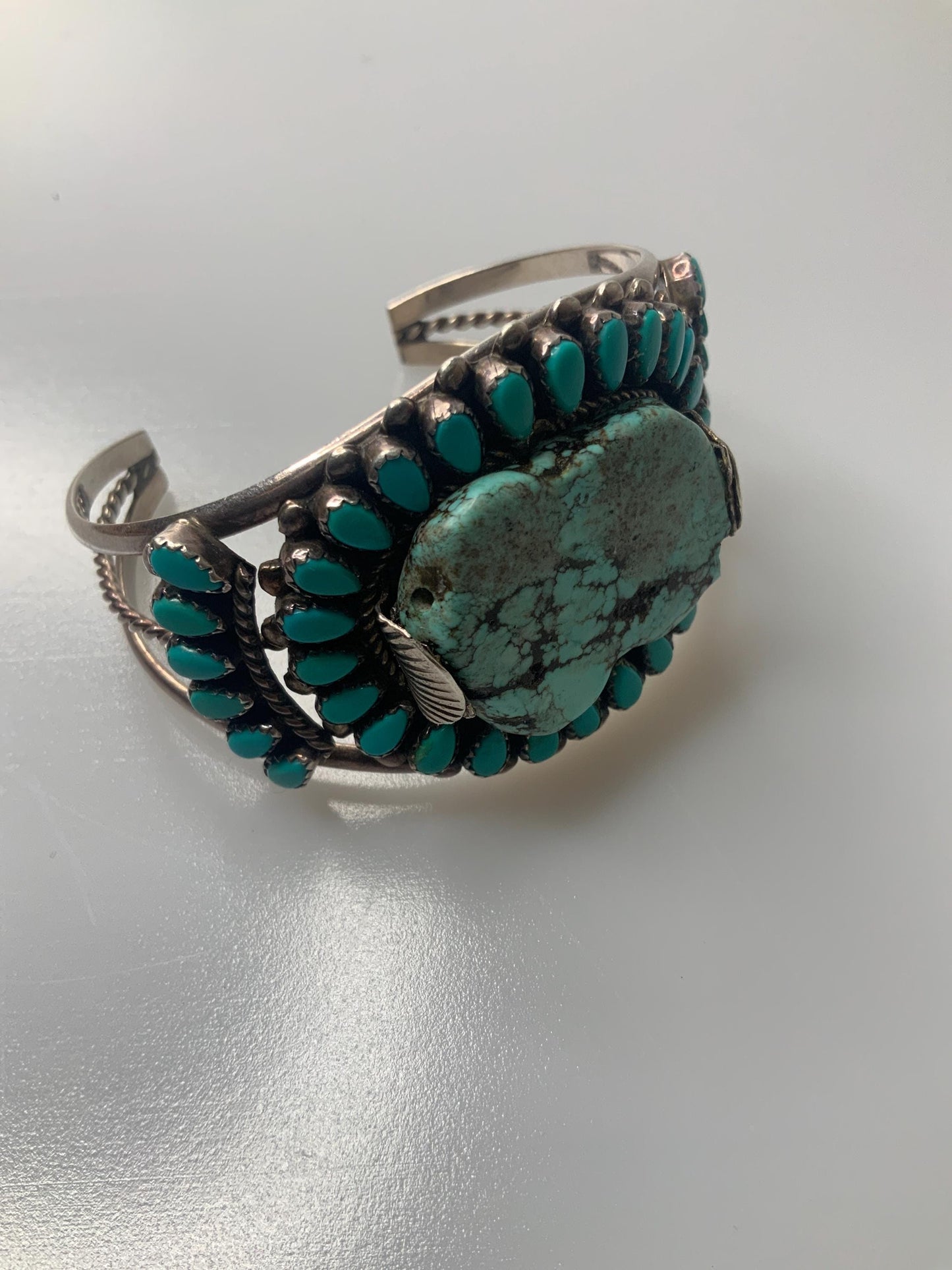 Turqoise Sterling Silver Cuff Bracelet signed AJB