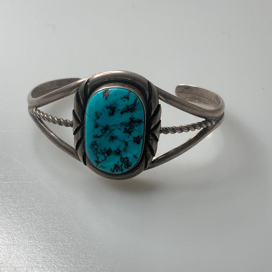 Turqoise Sterling Silver Cuff Bracelet signed DT