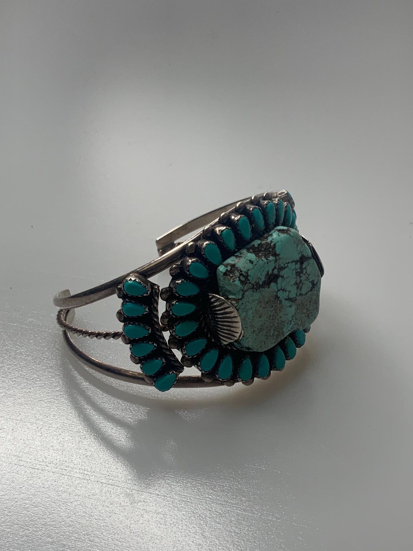 Turqoise Sterling Silver Cuff Bracelet signed AJB
