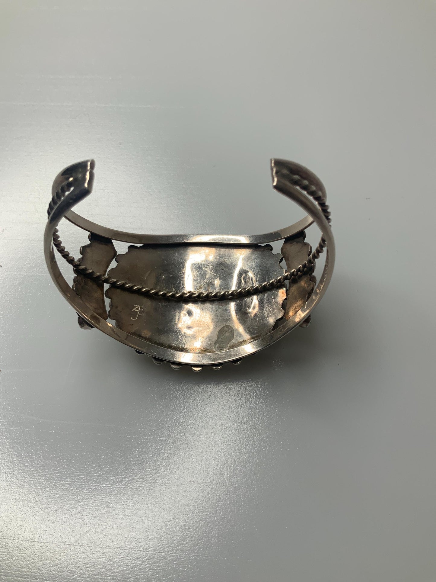Turqoise Sterling Silver Cuff Bracelet signed AJB