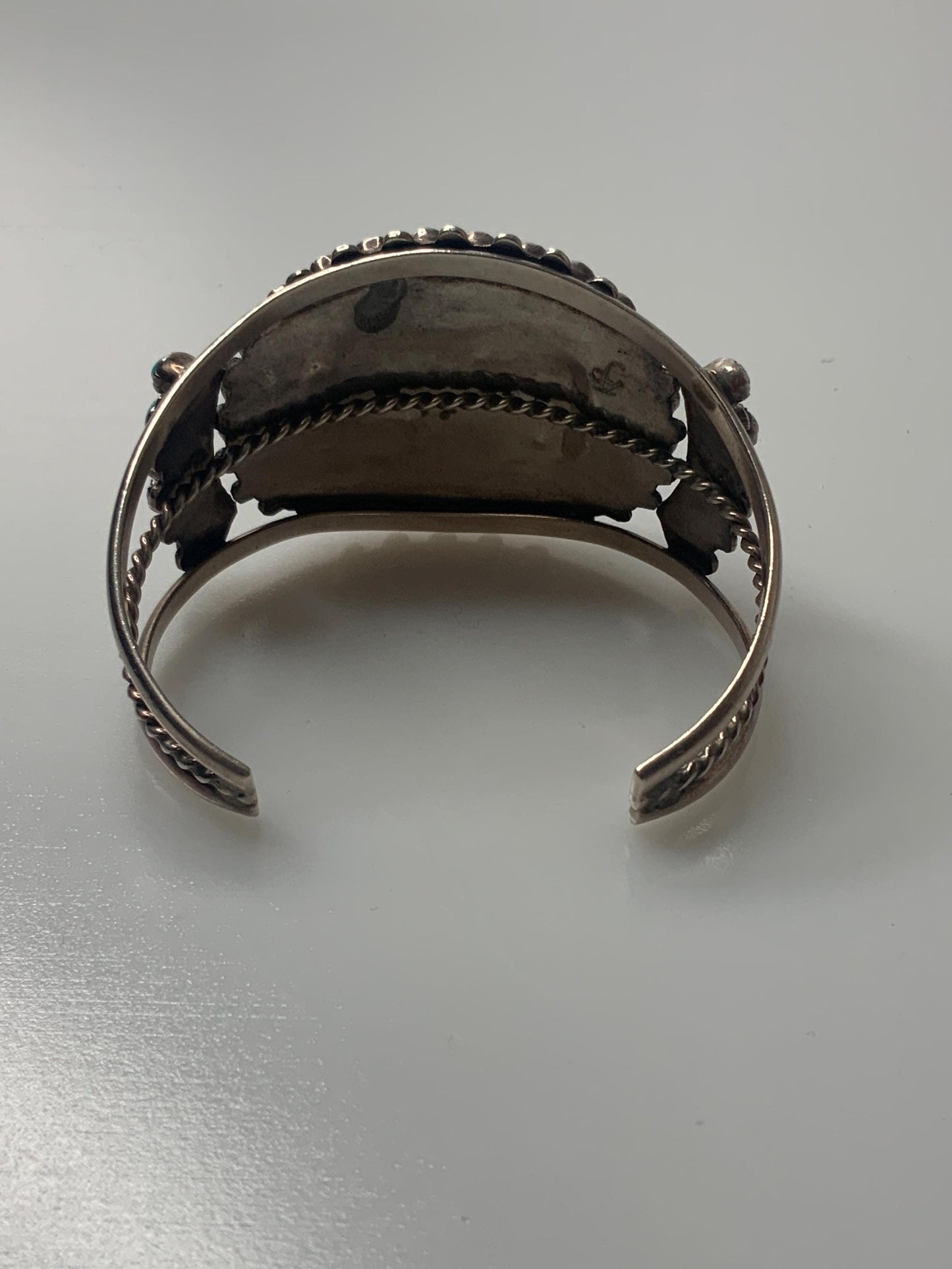 Turqoise Sterling Silver Cuff Bracelet signed AJB